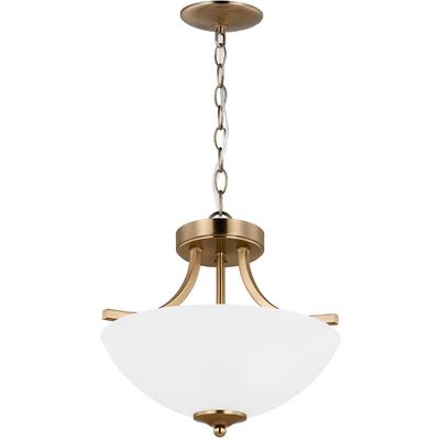 Generation Lighting - Geary Small Two-Light LED Semi-Flush Convertible Pendant - Satin Brass - 7716502EN3-848