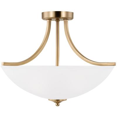 Generation Lighting - Geary Medium Three-Light Semi-Flush Convertible Pendant - Satin Brass - 7716503-848