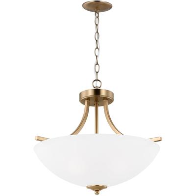 Generation Lighting - Geary Medium Three-Light Semi-Flush Convertible Pendant - Satin Brass - 7716503-848