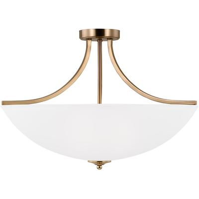 Generation Lighting - Geary Large Four-Light LED Semi-Flush Convertible Pendant - Satin Brass - 7716504EN3-848