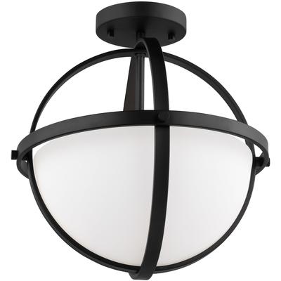 Generation Lighting - Alturas Two-Light Semi-Flush Convertible Pendant - Midnight Black - 7724602-112