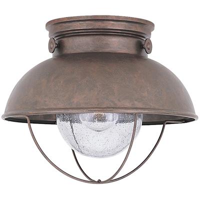 Generation Lighting - Sebring 1-Light LED Outdoor Ceiling Flush Mount - Weathered Copper - 8869EN3-44