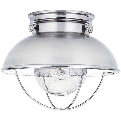 Generation Lighting - Sebring 1-Light LED Outdoor Ceiling Flush Mount - Brushed Stainless - 8869EN3-98