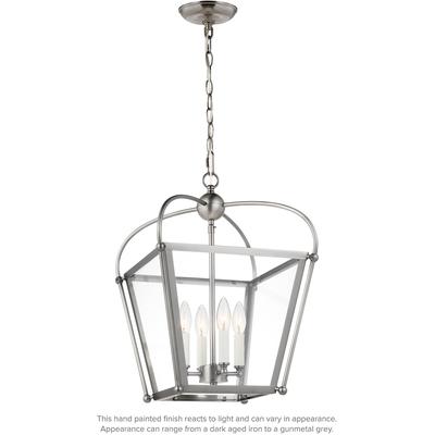 Generation Lighting Designers - Charleston Small 4-Light LED Lantern Pendant - Antique Brushed Nickel - 5191004EN-965