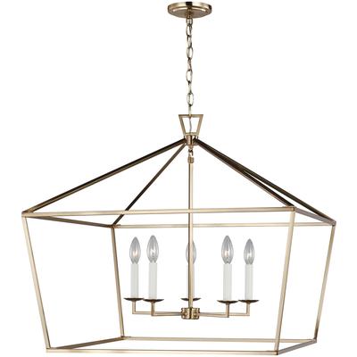 Generation Lighting Designers - Dianna 5-Light Wide Lantern Pendant - Satin Brass - 5692605-848