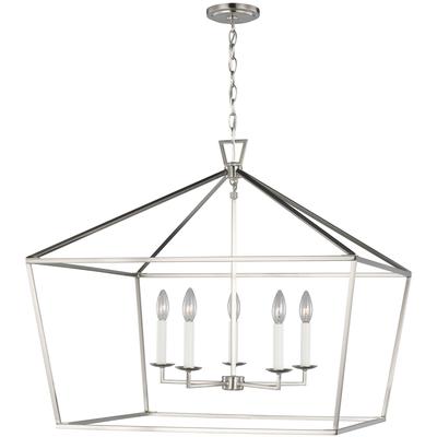 Generation Lighting Designers - Dianna 5-Light Wide Lantern Pendant - Brushed Nickel - 5692605-962