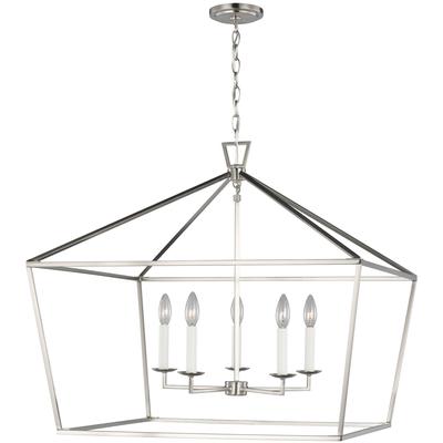 Generation Lighting Designers - Dianna 5-Light LED Wide Lantern Pendant - Brushed Nickel - 5692605EN-962