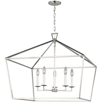 Generation Lighting Designers - Dianna 5-Light LED Wide Lantern Pendant - Brushed Nickel - 5692605EN-962