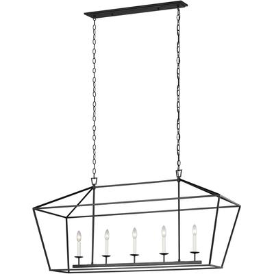 Generation Lighting Designers - Dianna 5-Light Medium Linear Chandelier - Midnight Black - 6692605-112