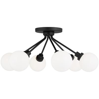 Generation Lighting - Donovan Six-Light Semi-Flush Mount - Midnight Black - 7000406-112