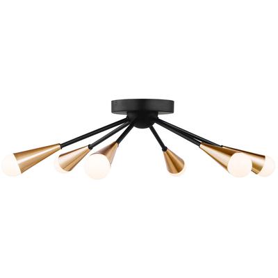 Generation Lighting - Clive Six-Light Semi-Flush Mount - Satin Brass - 7000606-848