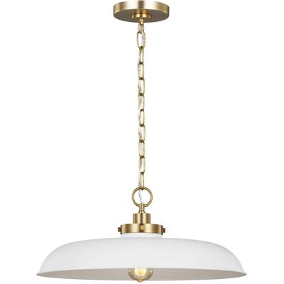 Generation Lighting Designers - Wellfleet Medium Wide Pendant - Matte White/Burnished Brass - CP1231MWTBBS