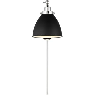 Generation Lighting Designers - Wellfleet Single Arm Dome Task Sconce - Midnight Black/Polished Nickel - CW1131MBKPN