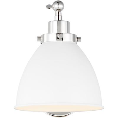 Generation Lighting Designers - Wellfleet Single Arm Dome Task Sconce - Matte White/Polished Nickel - CW1131MWTPN