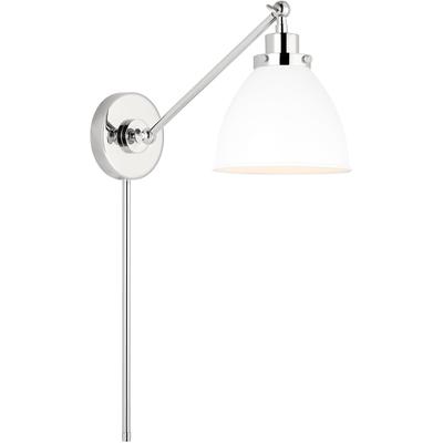 Generation Lighting Designers - Wellfleet Single Arm Dome Task Sconce - Matte White/Polished Nickel - CW1131MWTPN