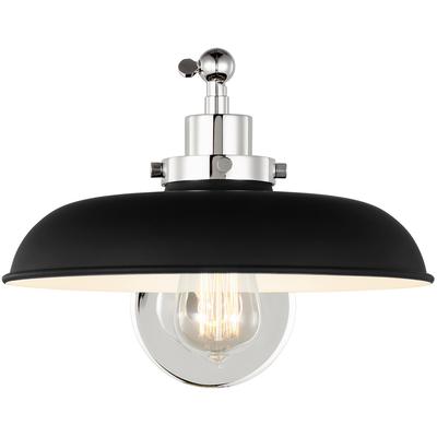 Generation Lighting Designers - Wellfleet Single Arm Wide Task Sconce - Midnight Black/Polished Nickel - CW1141MBKPN