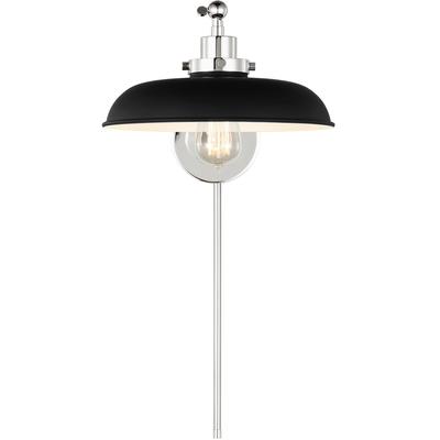 Generation Lighting Designers - Wellfleet Single Arm Wide Task Sconce - Midnight Black/Polished Nickel - CW1141MBKPN