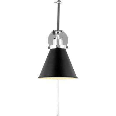 Generation Lighting Designers - Wellfleet Double Arm Cone Task Sconce - Midnight Black/Polished Nickel - CW1151MBKPN