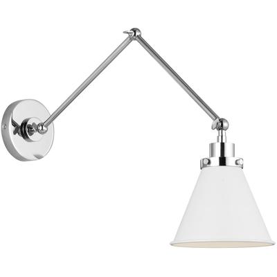 Generation Lighting Designers - Wellfleet Double Arm Cone Task Sconce - Matte White/Polished Nickel - CW1151MWTPN