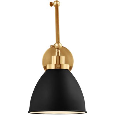 Generation Lighting Designers - Wellfleet Double Arm Dome Task Sconce - Midnight Black/Burnished Brass - CW1161MBKBBS