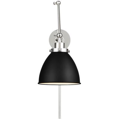 Generation Lighting Designers - Wellfleet Double Arm Dome Task Sconce - Midnight Black/Polished Nickel - CW1161MBKPN