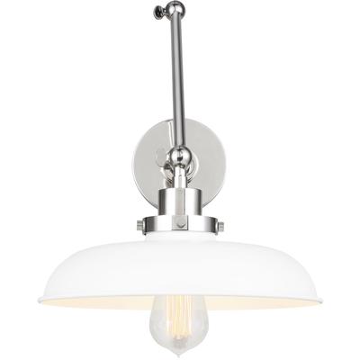 Generation Lighting Designers - Wellfleet Double Arm Wide Task Sconce - Matte White/Polished Nickel - CW1171MWTPN