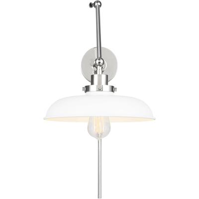 Generation Lighting Designers - Wellfleet Double Arm Wide Task Sconce - Matte White/Polished Nickel - CW1171MWTPN