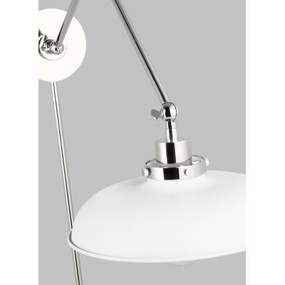 Generation Lighting Designers - Wellfleet Double Arm Wide Task Sconce - Matte White/Polished Nickel - CW1171MWTPN