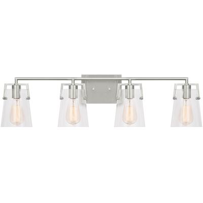 Generation Lighting Designers - Crofton 4-Light Bath Vanity Fixture - Brushed Steel - DJV1034BS