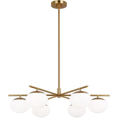 Generation Lighting Designers - Lune Large 6-Light Chandelier - Burnished Brass - EC1246BBS