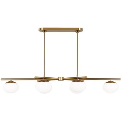 Generation Lighting Designers - Lune Medium 4-Light Linear Chandelier - Burnished Brass - EC1264BBS