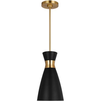 Generation Lighting Designers - Heath Small 1-Light Pendant - Midnight Black/Burnished Brass - EP1221MBKBBS