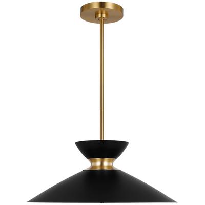 Generation Lighting Designers - Heath Wide 1-Light Pendant - Midnight Black/Burnished Brass - EP1231MBKBBS