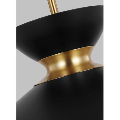 Generation Lighting Designers - Heath Wide 1-Light Pendant - Midnight Black/Burnished Brass - EP1231MBKBBS