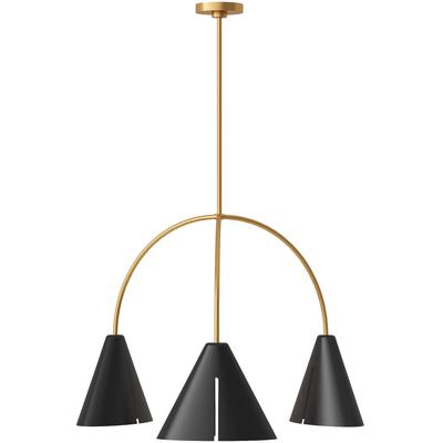 Generation Lighting Designers - Cambre Large LED Chandelier - Midnight Black/Burnished Brass - KC1113MBKBBS-L1