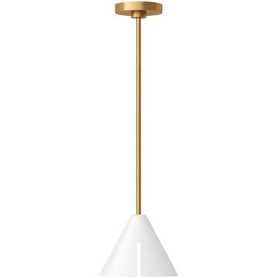 Generation Lighting Designers - Cambre Small LED Pendant - Matte White/Burnished Brass - KP1121MWTBBS-L1