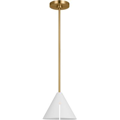 Generation Lighting Designers - Cambre Medium LED Pendant - Matte White/Burnished Brass - KP1131MWTBBS-L1