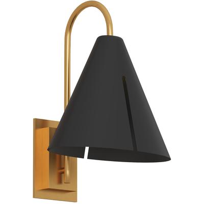 Generation Lighting Designers - Cambre Small LED Task Sconce - Midnight Black/Burnished Brass - KW1131MBKBBS-L1