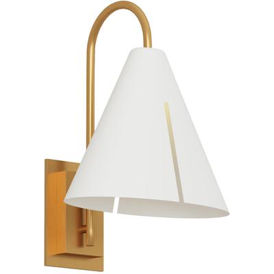 Generation Lighting Designers - Cambre Small LED Task Sconce - Matte White/Burnished Brass - KW1131MWTBBS-L1