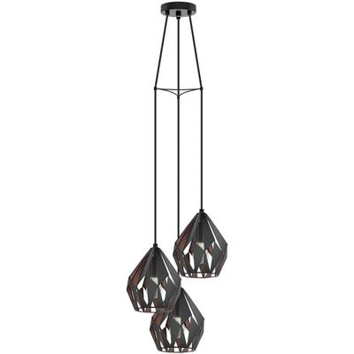 EGLO - Carlton 3 3-Light Cascade Pendant - Black - 202041A