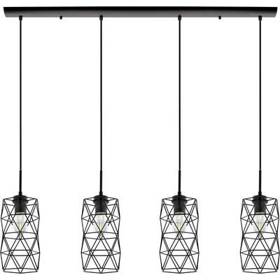 EGLO - Estevau 2 4-Light Linear Pendant - Matte Black - 202359A