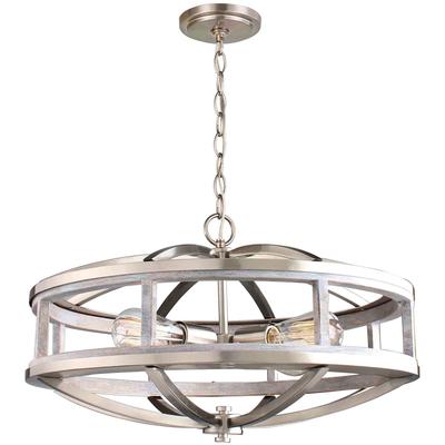 EGLO - Montrose 4-Light Chandelier - Acacia Wood/Brushed Nickel - 203108A