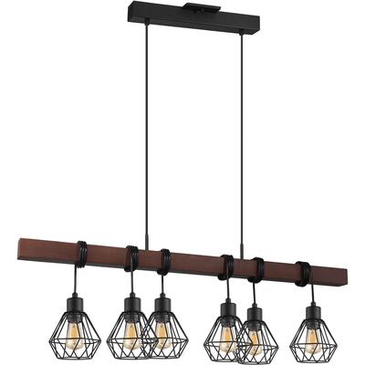 EGLO - Tarbes 1 6-Light Linear Pendant - Black/Brown - 204245A