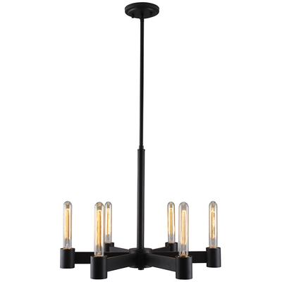 EGLO - Broyles 6-Light Open-Bulb Chandelier - Matte Black - 204553A