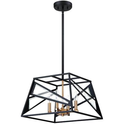 EGLO - Corrietes 4-Light Geometric Open-Frame Pendant - Black - 204594A