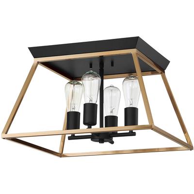 EGLO - Paulino 4-Light Open-Frame Ceiling Light - Brushed Gold/Matte Black - 204599A