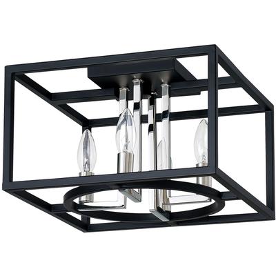 EGLO - Mundazo 4-Light Open Frame Ceiling Light - Matte Black/Chrome - 204602A