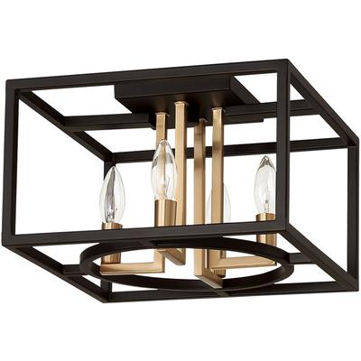 EGLO - Mundazo 4-Light Open Frame Ceiling Light - Matte Black/Gold - 204604A