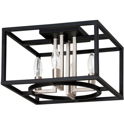 EGLO - Mundazo 4-Light Open Frame Ceiling Light - Matte Black/Brushed Nickel - 204605A