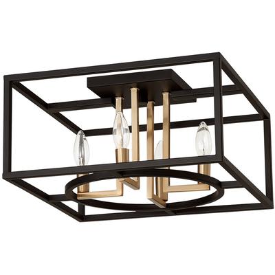 EGLO - Mundazo 4-Light Open Frame Ceiling Light - Matte Black/Gold - 204606A